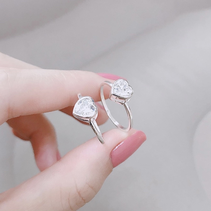 Nhẫn nữ Bạc ta Trái tim sáng bóng giá rẻ - Vàng bạc Khải Khải