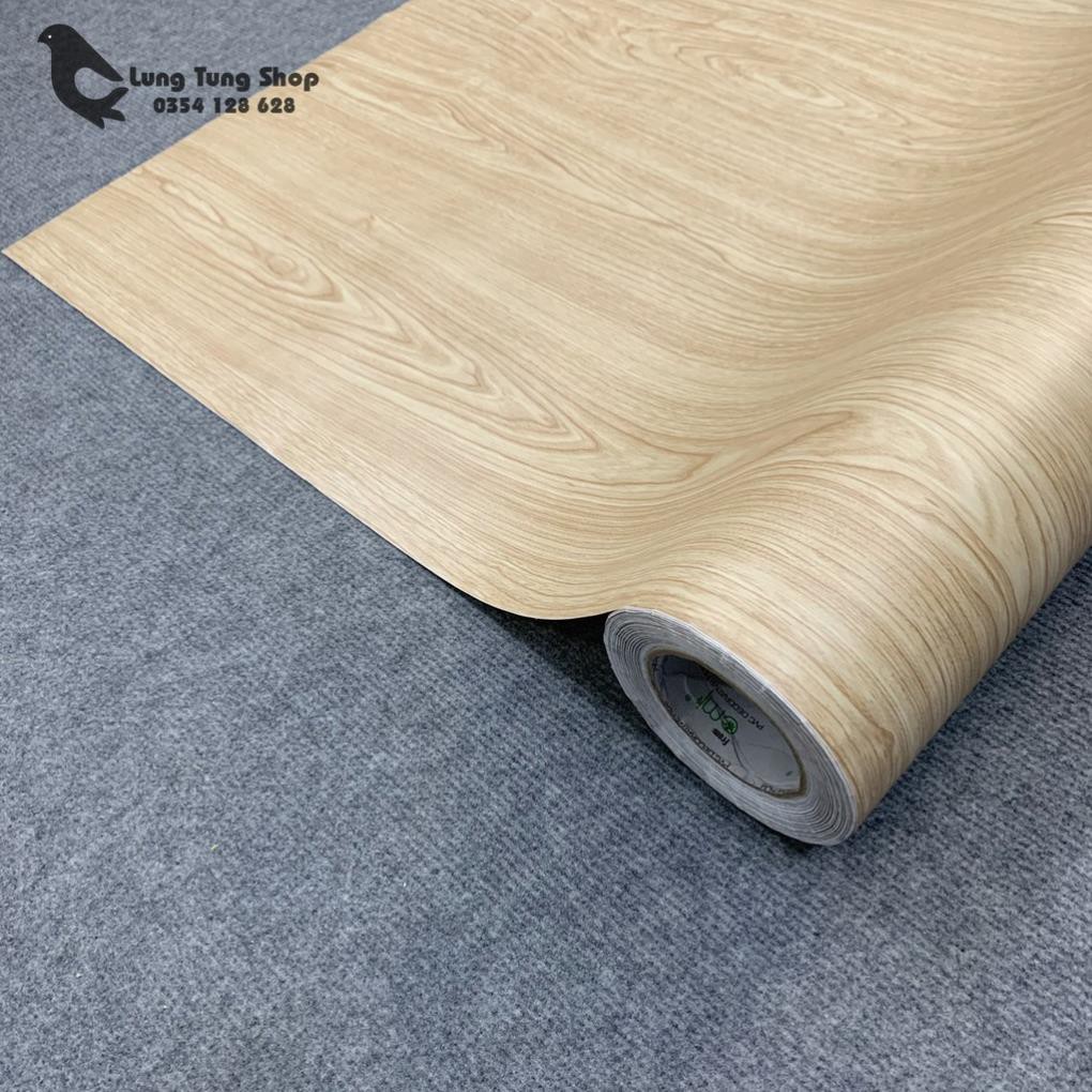 Decal vân gỗ màu kem - giấy dán tường bàn tủ có sẵn keo ( Gỗ G4 )