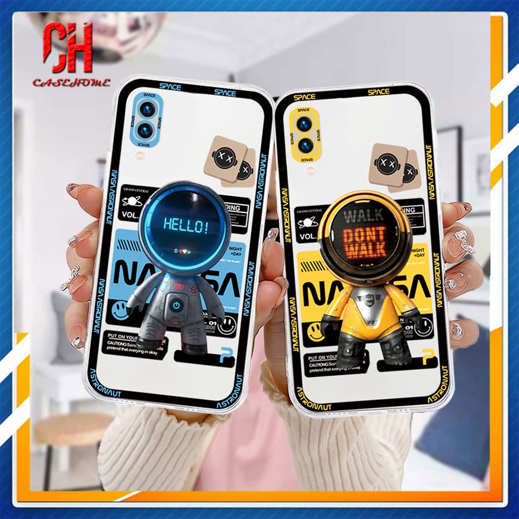 Case VIVO Y20 Y15S Y91C Y21 2021 Y21A Y21T Y12S Y12 Y30 Y21S Y20S Y12i Y01 Y91 Y30i Y93 Y95 Y15 Y17 Y50 Y53S Y51 2020 Y51A Y33T Y10 Y33S Y1S Y11 Y31 Y20i Y91i Space Astronaut Soft TPU Transparent Soft Case