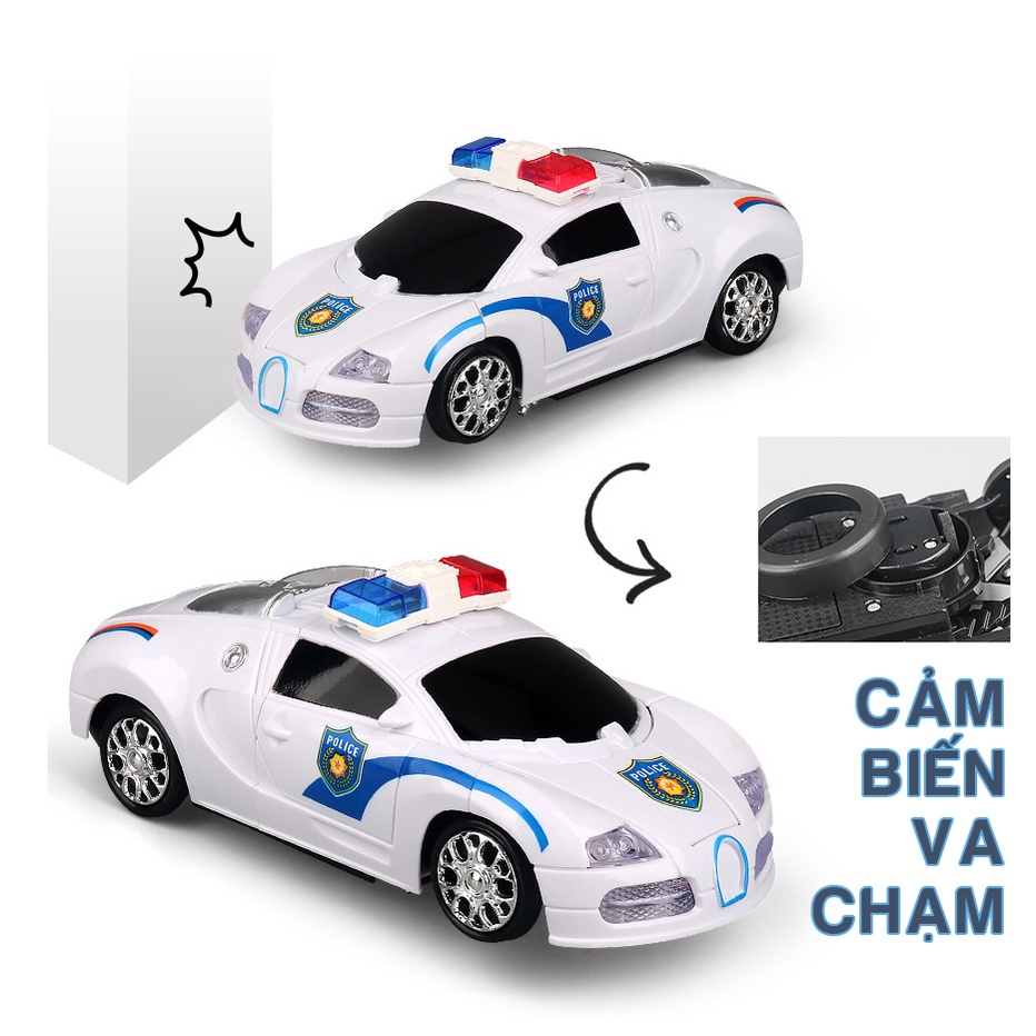 Xe đồ chơi cho bé Xe cảnh sát biến hình Robot có nhạc đèn và cảm biến tránh vật cản XDC17 KIDS GARDEN