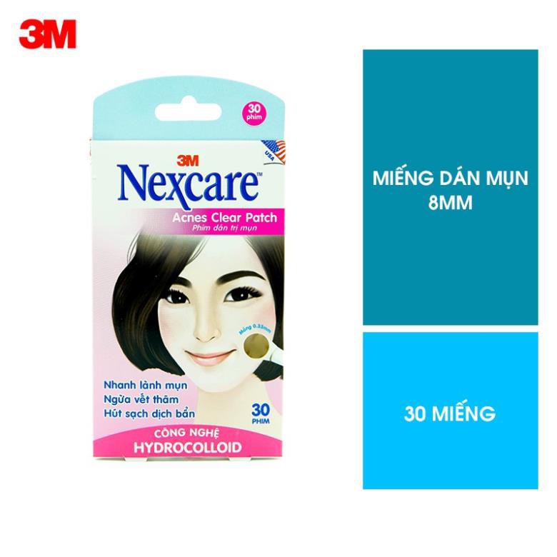 (HÀNG CHÍNH HÃNG) Miếng dán mụn 8mm Nexcare 3M TA030 30 miếng RẤT HIỆU QUẢ