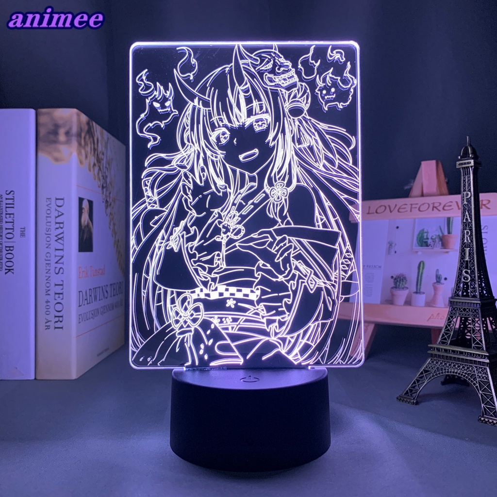 Đèn Ngủ Đổi Màu Hình Anime Nakiri Ayame Làm Quà Tặng Giáng Sinh Cho Otaku Friends+Q*W