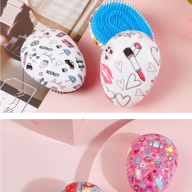 Lược Chải Tóc Mát Xa Da Đầu Chống Tĩnh Điện Thiết Kế Hình Quả Trứng Độc Đáo