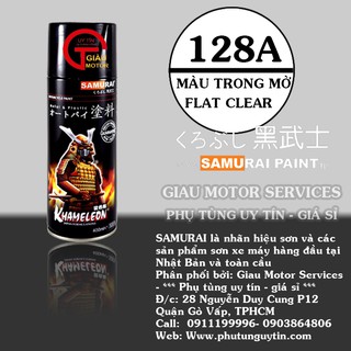 Chai sơn xịt sơn xe máy Samurai 128A màu trong mờ