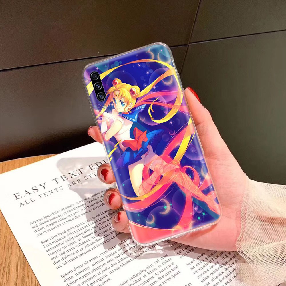 SAILOR MOON Ốp Lưng Trong Suốt In Hình Thủy Thủ Mặt Trăng Cho Samsung Galaxy J7 Pro / J8 / Core / J3 Plus / J5 Prime / A7 Duo