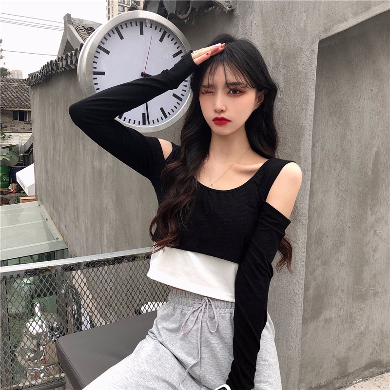 SUXI Áo Thun Tay Dài Dáng Rộng Cổ Tròn Thời Trang Mùa Thu Cho Nữ