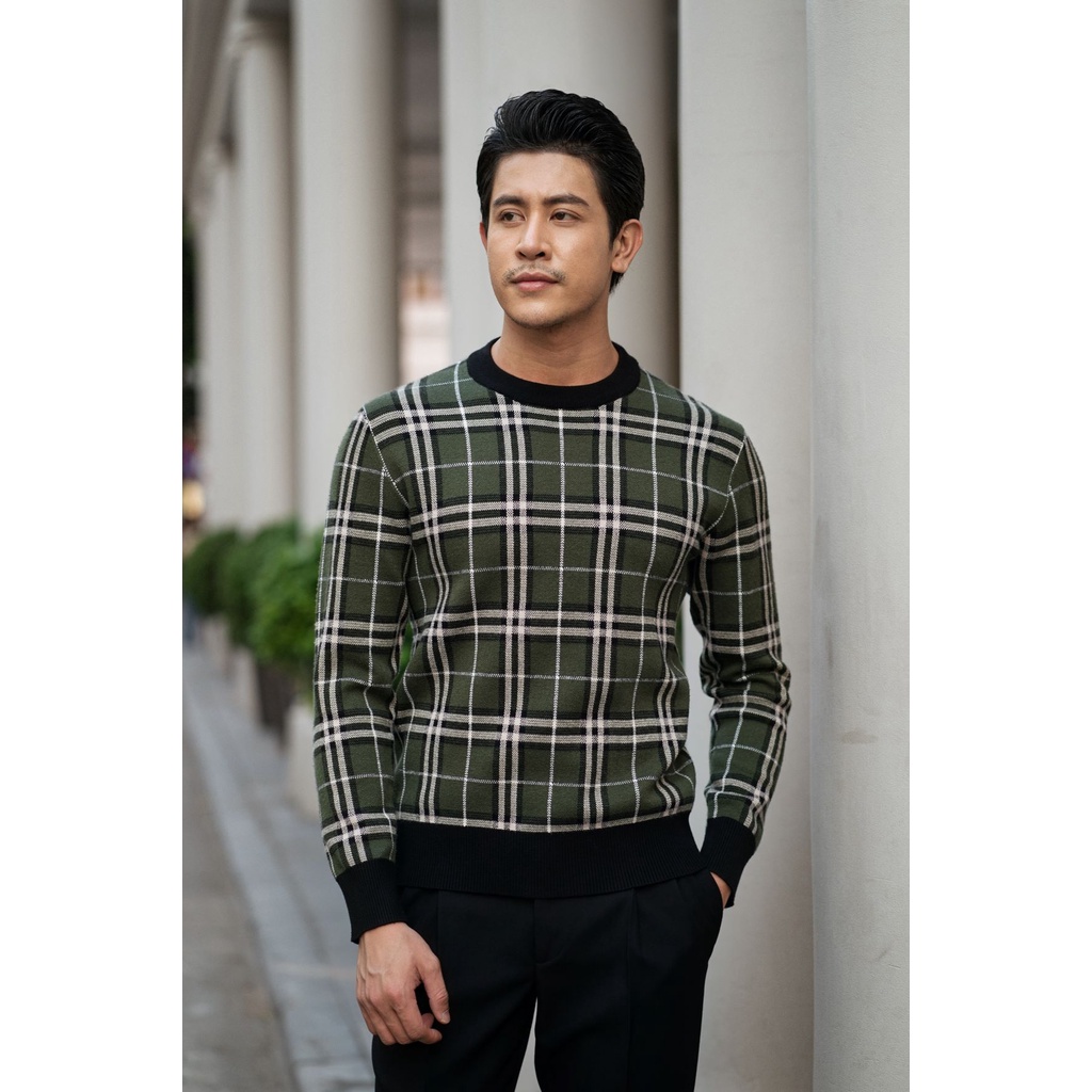 ÁO LEN NAM ADAM STORE RÊU KẺ VUÔNG AL024
