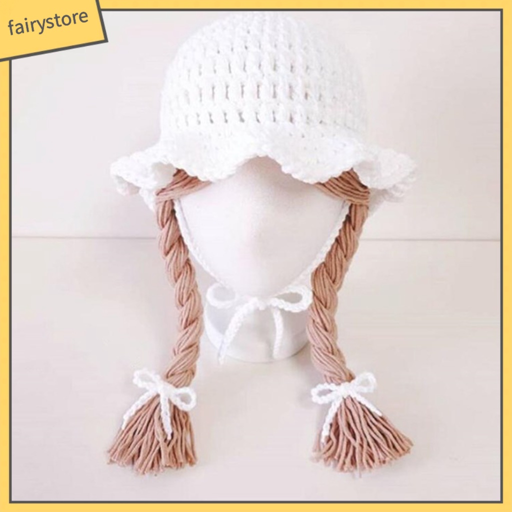 Mũ Dệt Kim Phối Tóc Giả Cho Bé Gái