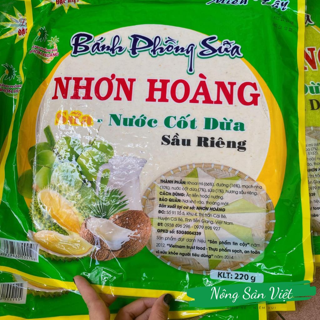 Bánh phồng sữa nước cốt dừa Nhơn Hoàng  bánh tráng sữa dừa lá dứa sầu riêng - 14021191