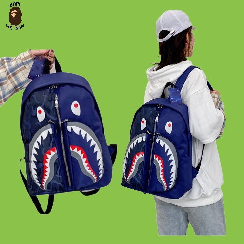 [Best Quality] Balo Bape Shark 4 Màu Camo, chất liệu Canvas chống nước Bape VN