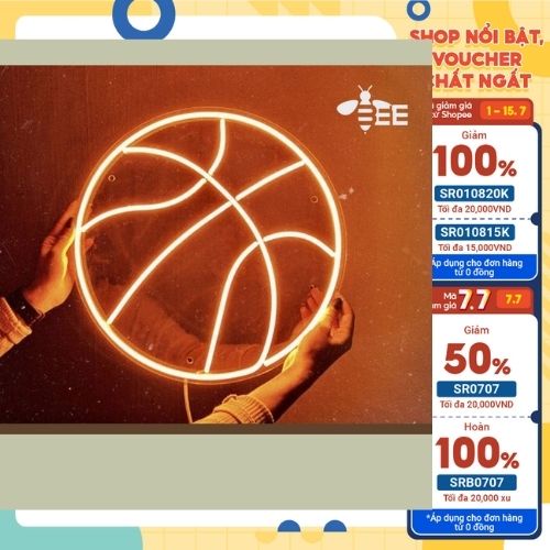 Đèn Led Neon Hình Bóng Rổ Trang Trí Phòng Siêu Xinh, Decor Bàn Làm Việc - Tùy Chọn Màu Và Kích Thước