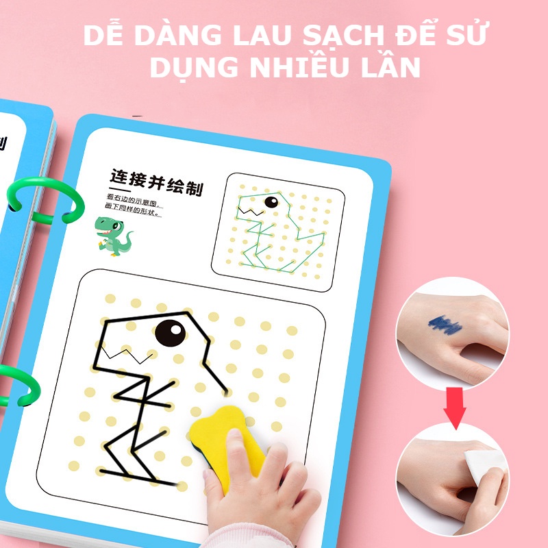 Tập tô vẽ thông minh xóa được - Đồ chơi Giáo dục toàn diện Montessori cho bé từ 2 3 4 5 tuổi
