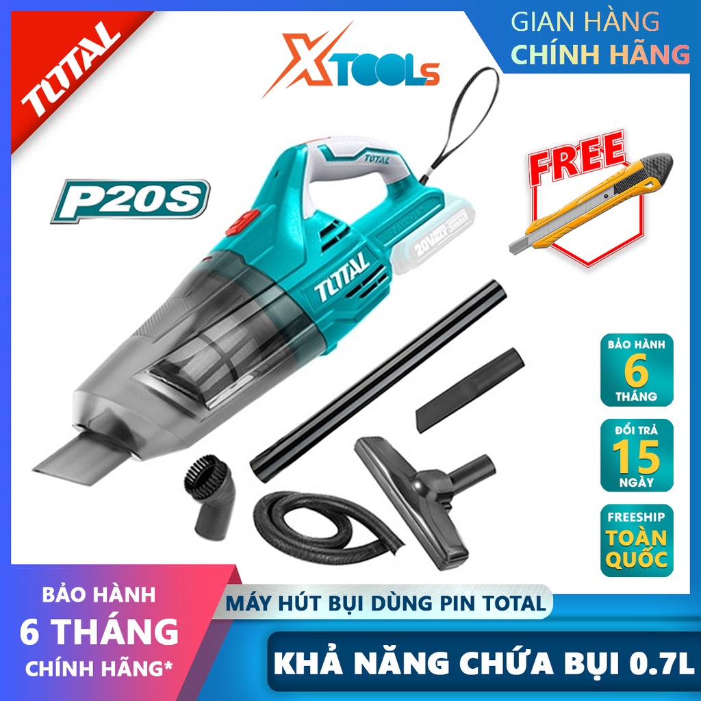 Máy hút bụi pin 20V TOTAL TVLI2001 | Máy hút bụi dùng pin Điện thế pin: 20V Khả năng chứa bụi: 0.7L, dùng để làm sạch bụ