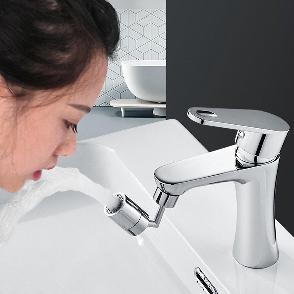 Đầu nối vòi nước, đầu vòi rửa bát chén tăng áp đa năng thông minh xoay 720 độ bồn rửa mặt inox