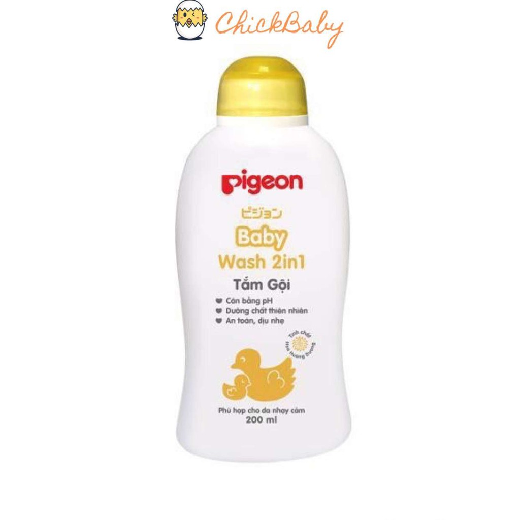 Sữa tắm cho bé sơ sinh, tắm gội cho bé Pegion Xanh Dương cho da nhạy cảm 200ml ChickBabyShop