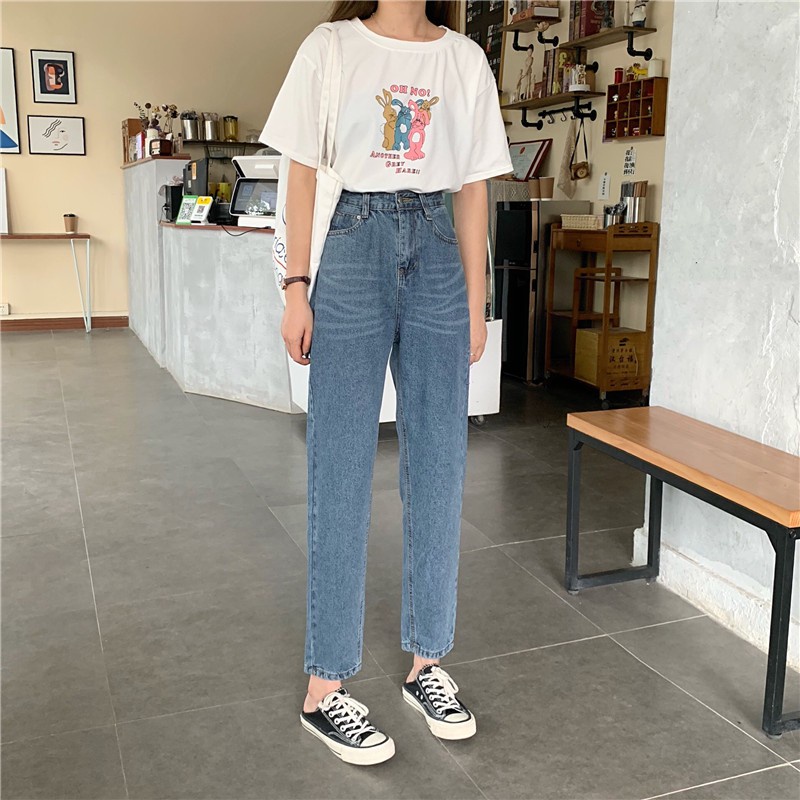 Quần jean baggy nữ xanh nhạt thương hiệu Aldore phong cách Ullzzang học sinh MSL1