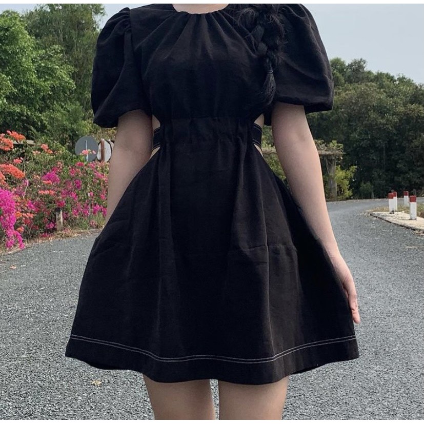 (CLIP THẬT) Đầm hở lưng dự tiệc thắt eo sau Anna ĐEN | BigBuy360 - bigbuy360.vn