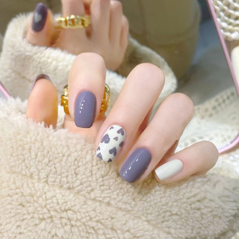 [Hàng mới về] Set 24 Móng Tay Giả Màu Đen Họa Tiết Rắn Thời Trang