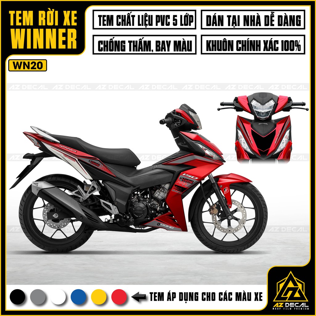 Tem Xe Winner V1/150 Mẫu Castrol | WN20 | Tem Rời Chất Liệu Decal PVC Chống Nước - Áp Dụng Nhiều Màu Xe