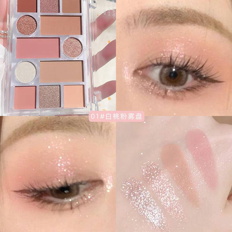 Bảng Phấn Mắt 12 Màu Sắc Hiệu Ứng Lì/ Ánh Nhũ Chống Nước Thời Trang