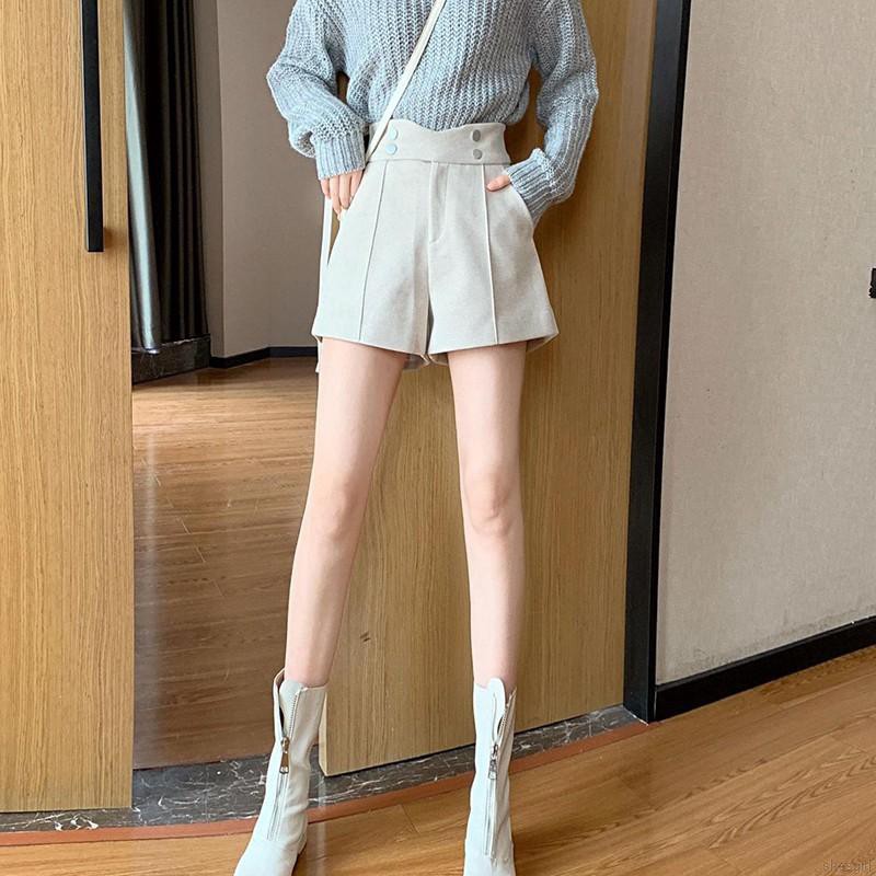Quần Short Nữ Lưng Cao Ống Rộng Xinh Xắn