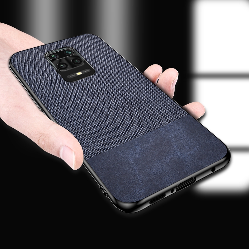 For Xiaomi Poco M2 Pro Fashion PU Fabric Case TPU Bumber Sliim Soft Rubber Cover Shell