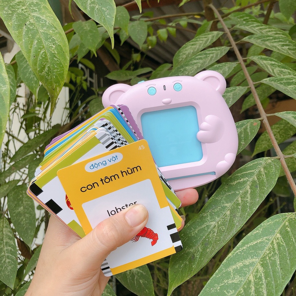 [Sẵn Hàng] Máy Đọc Thẻ Song Ngữ Flashcard 112 thẻ - 224 Từ Vựng Tiếng Anh Cho Bé Tập Làm Quen Từ Vựng Anh - Việt