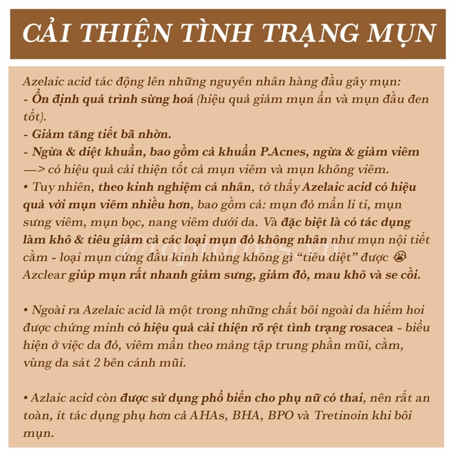 [Mã 2611TIEUDUNG100K giảm 8% đơn 500K] Kem bôi đa năng Azclear 20% Azelaic acid giảm mụn, mờ thâm | BigBuy360 - bigbuy360.vn