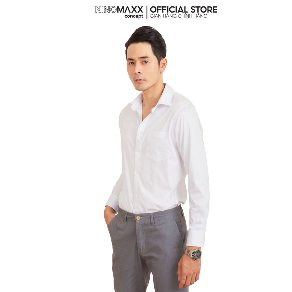 N&amp;M CLUB Áo sơ mi Nam tay dài trơn chất liệu 100% cotton thoáng mát 2106005