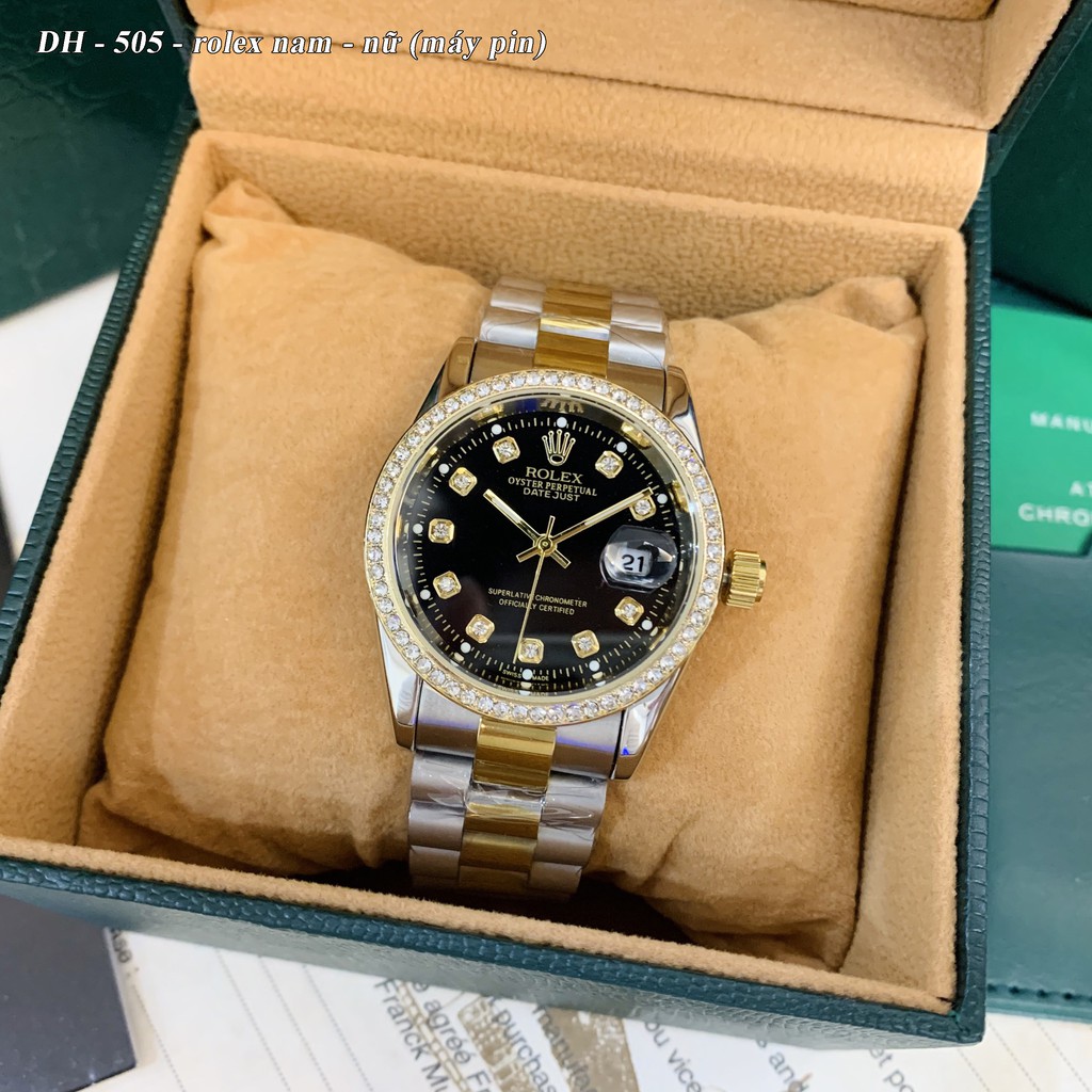 [Fullboxx 1:1] Đồng hồ nam nữ Rolex - unisex viền đá dây kim loại chống nước - DH505 Shop404 | BigBuy360 - bigbuy360.vn