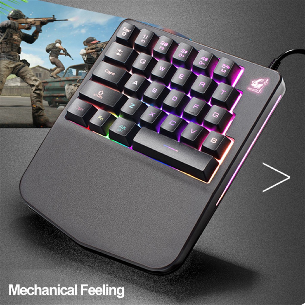 Bàn phím bán cơ một tay FREE WOLF K11 với 28 phím Chơi game trên điện thoại,Laptop,máy tính bảng -dc3155