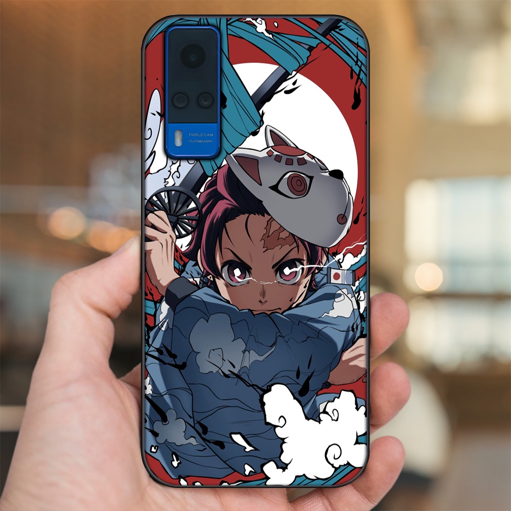 Ốp lưng Vivo Y51 2020, Y53s viền đen in hình Tanjiro Kimetsu No Yaiba