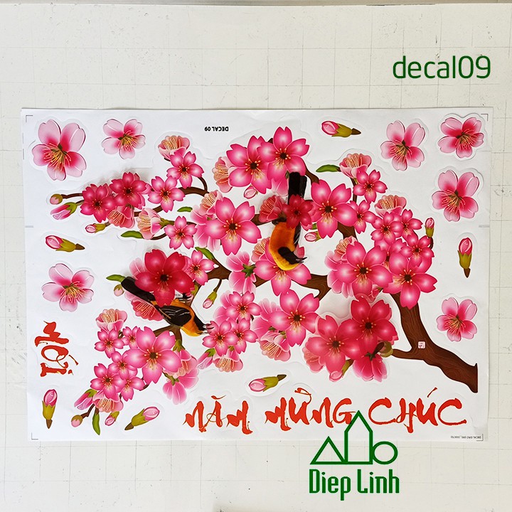 [HÀNG HOT] Decal dán tường trang trí tết - Tranh dán tường trang trí tết, năm mới có keo sẵn