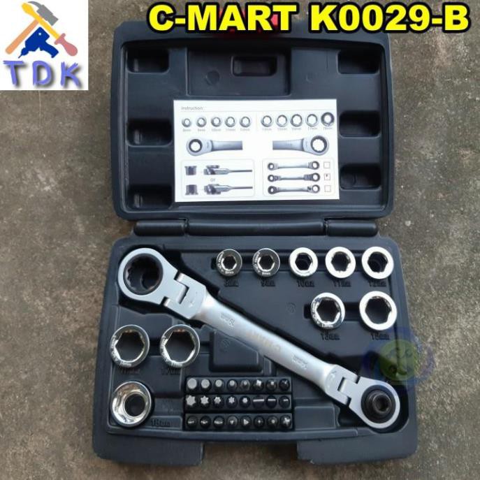 Bộ cờ lê tự động gật gù C-Mart K0029-B 36 chi tiết