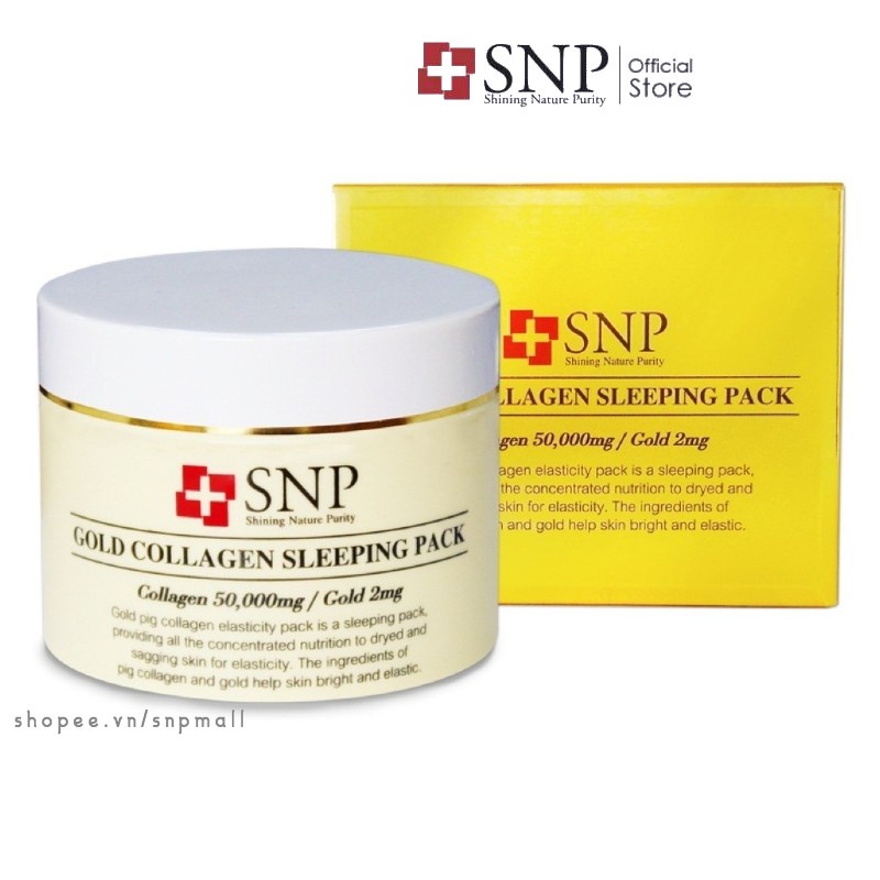 Mặt Nạ Ngủ SNP Gold Collagen Sleeping Pack 6 In 1 Dưỡng Ẩm Tái Tạo Da Tăng Cường Đàn Hồi Cho Da