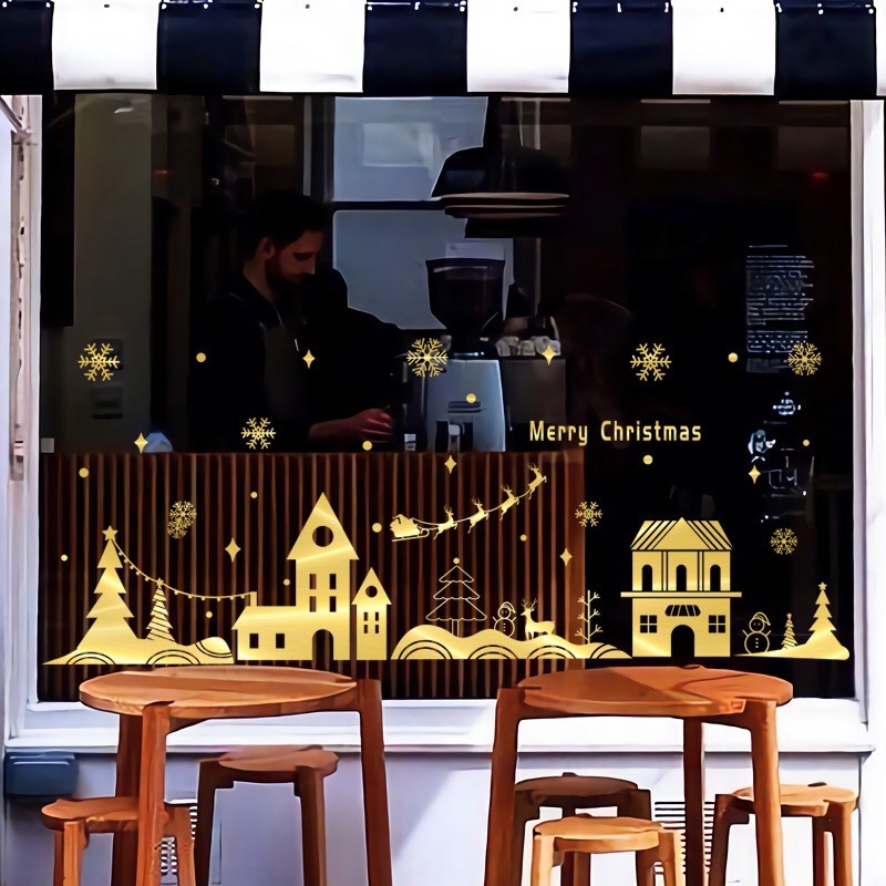 Decal trang trí Noel - Thành phố Ánh vàng cao cấp