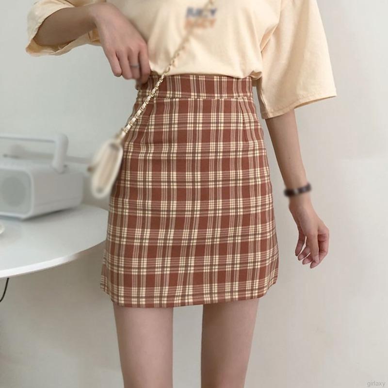 Chân Váy Chữ A Họa Tiết Ca Rô Phong Cách Hàn Quốc Xinh Xắn Dành Cho Nữ