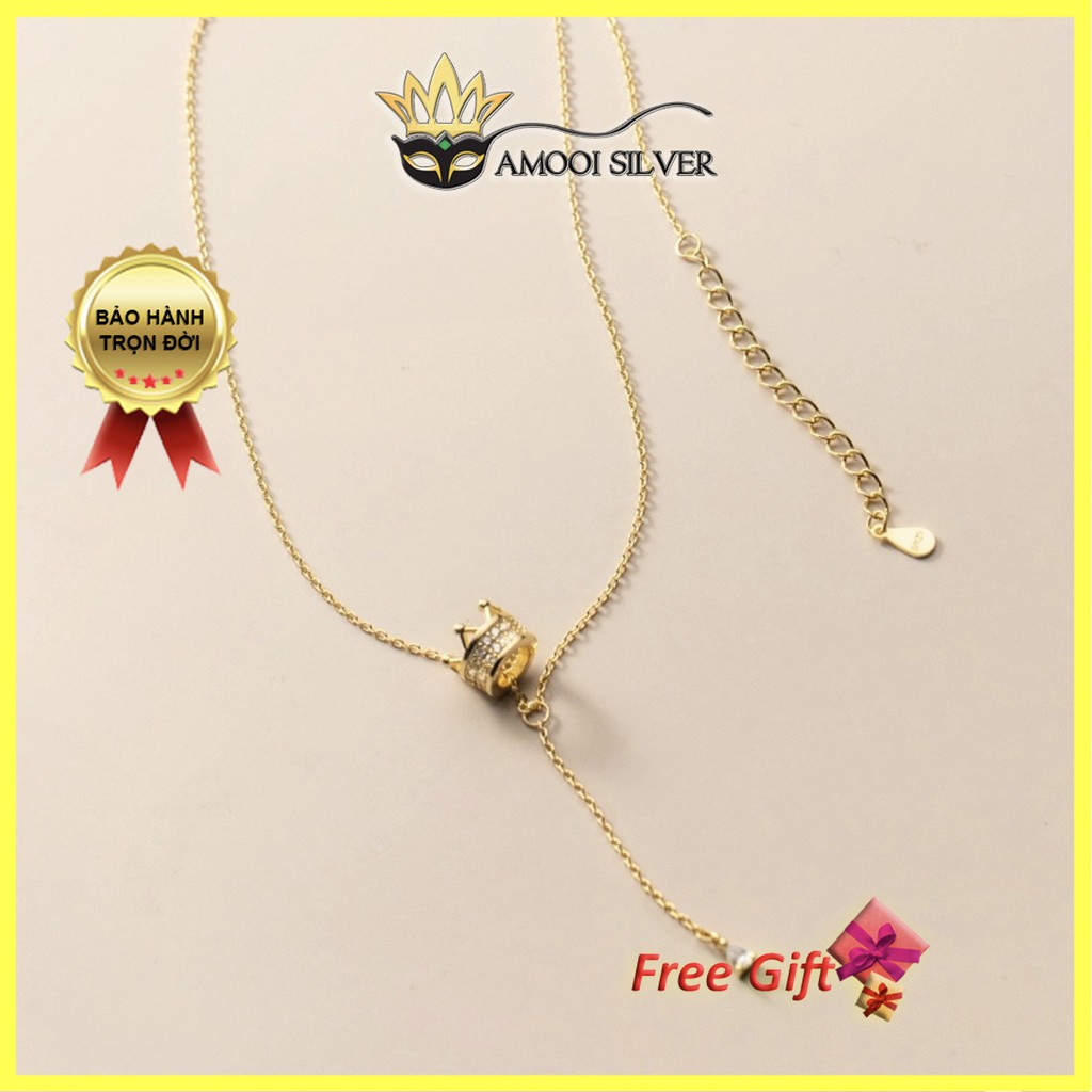 Dây chuyền bạc S925 vương miện tua rua - Amooi Silver AD151