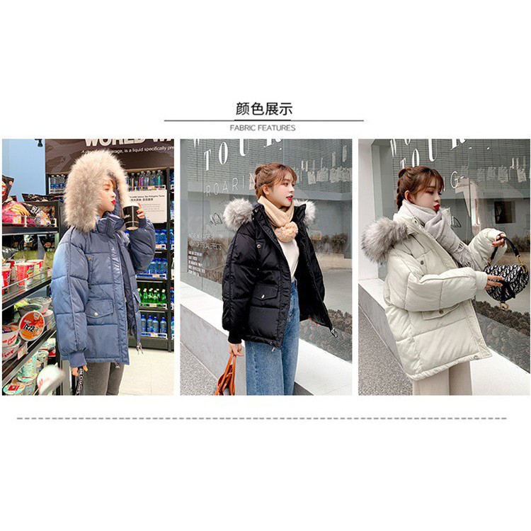 Giao Ngay 🌼Áo Khoác Phao Quảng Châu Nữ Mũ Lông Dây Rút Dáng Rộng Phong Cách Hàn Quốc mẫu mới 2021 | BigBuy360 - bigbuy360.vn