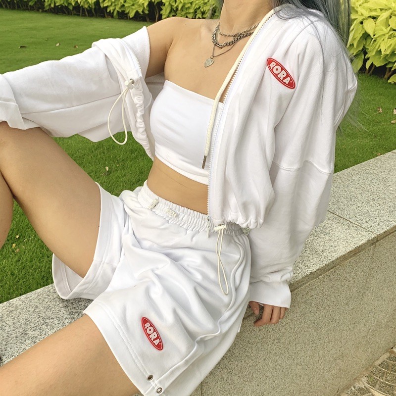 Áo ZIP UP HOODIE - áo khoác croptop khóa kéo