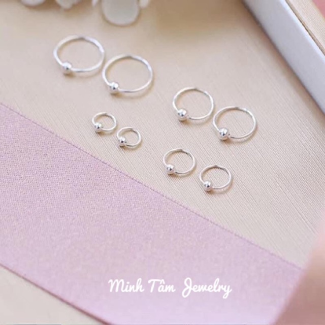 Bông tai tròn bạc ta cho bé -Minh Tâm Jewelry