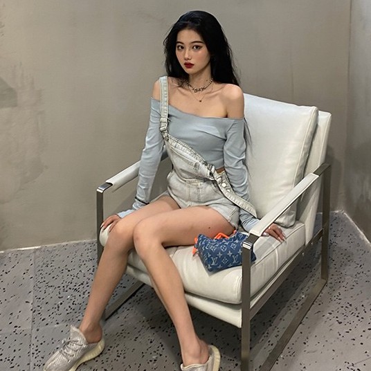 Áo liền quần Denim Ngắn Dáng Rộng Thời Trang Mùa Hè Cho Nữ | BigBuy360 - bigbuy360.vn