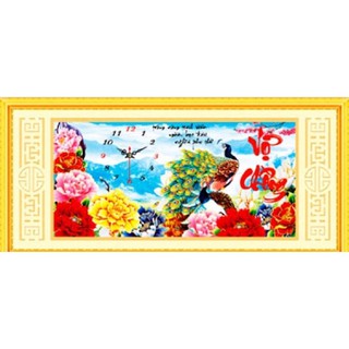 Tranh thêu 3d đồng hồ vợ chồng lv3114- 61x34cm
