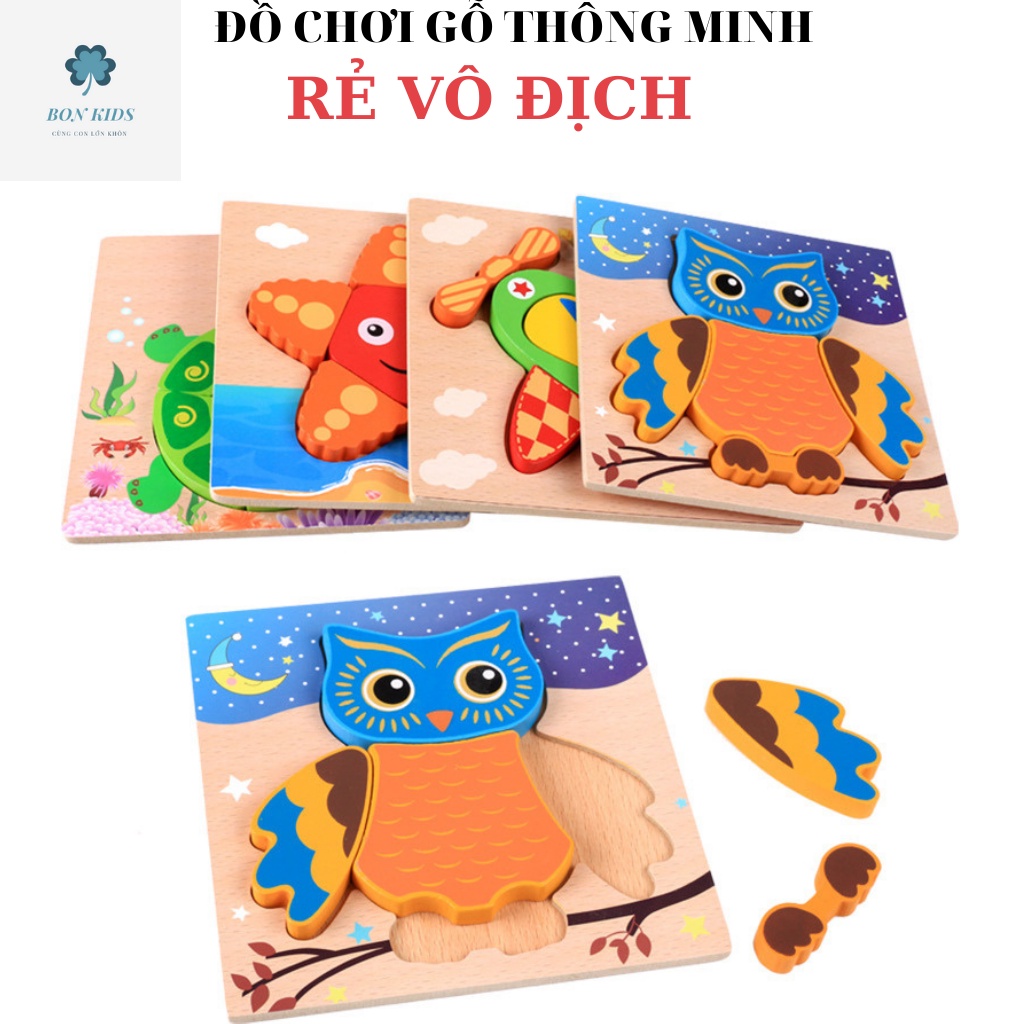 Xếp Hình Gỗ Nổi 3D Hàng Nhiều Mẫu Cho Bé,Đồ chơi gỗ cho bé BONKIDS