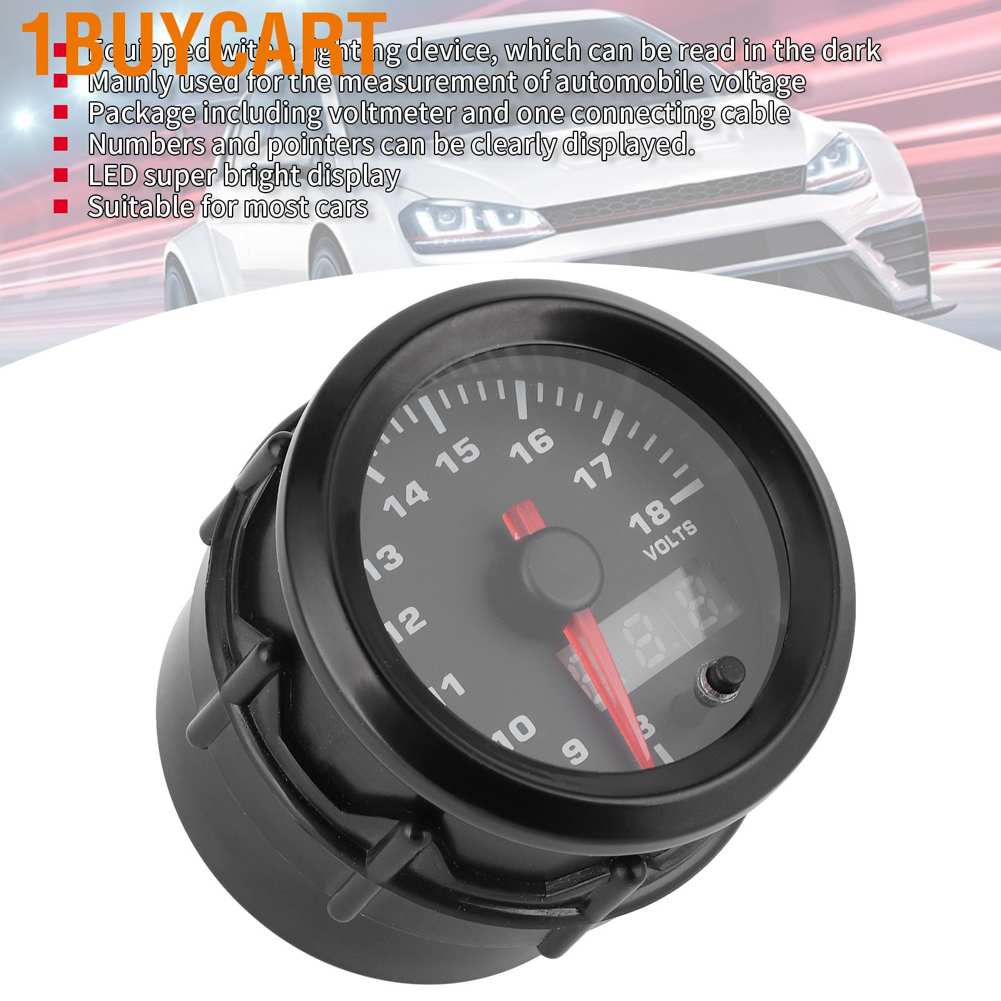 1 vôn kế kỹ thuật số 52mm/2in 7 màu LED thông dụng cho xe đua 12V