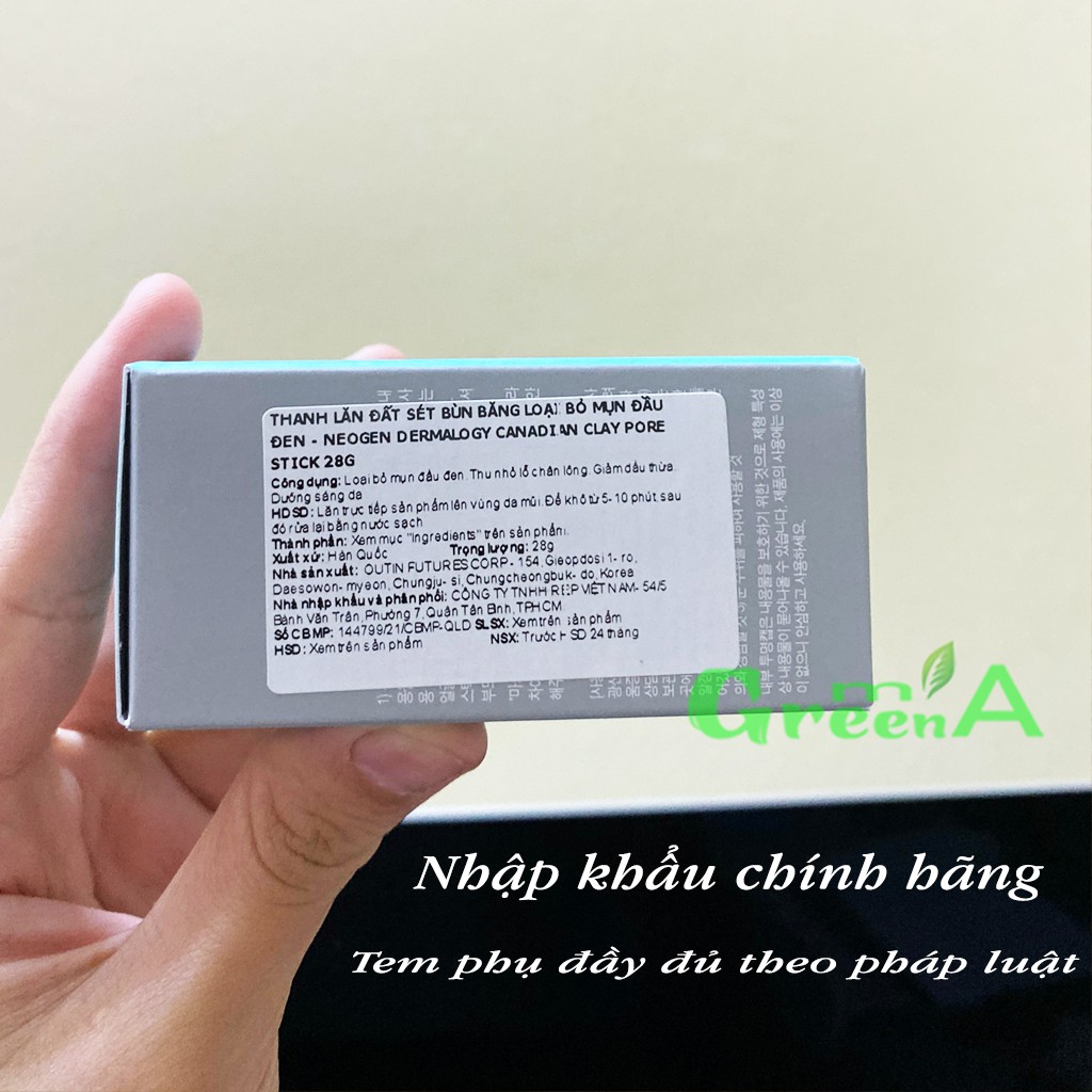 Thanh Lăn Giảm Mụn Đầu Đen Neogen Mặt Nạ Đất Sét Bùn Băng NEOGEN DERMALOGY CANADIAN CLAY PORE STICK 28G [NHẬP KHẨU] | BigBuy360 - bigbuy360.vn