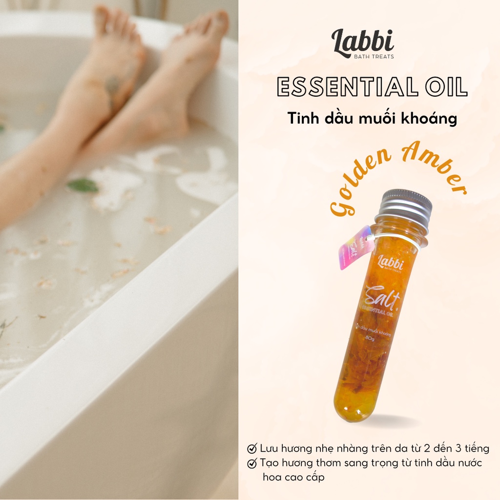 Tinh dầu muối khoáng dưỡng da ngâm bồn GOLDEN AMBER [Labbi] Salt Essential Oil