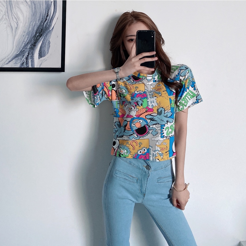 Áo thun tay ngắn in hình thời trang dành cho nữ