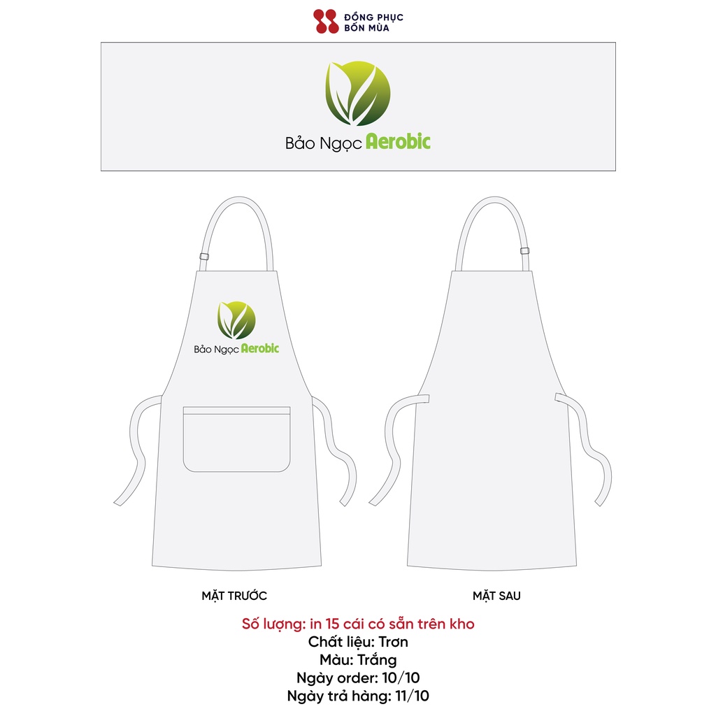 In Tạp dề có sẵn theo yêu cầu đủ màu sắc chất kaki cotton sẵn hàng