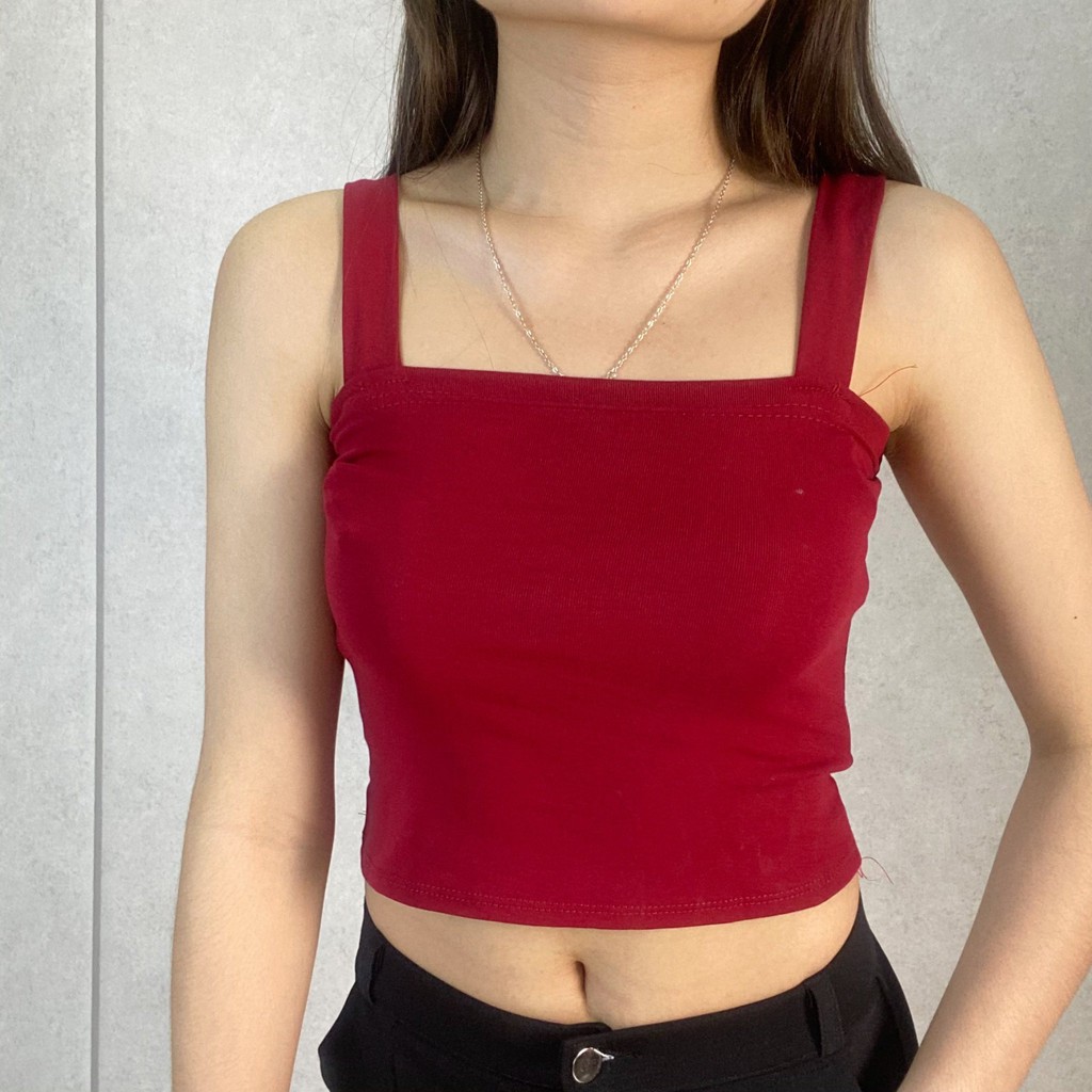 Áo 2 dây cổ vuông dáng croptop